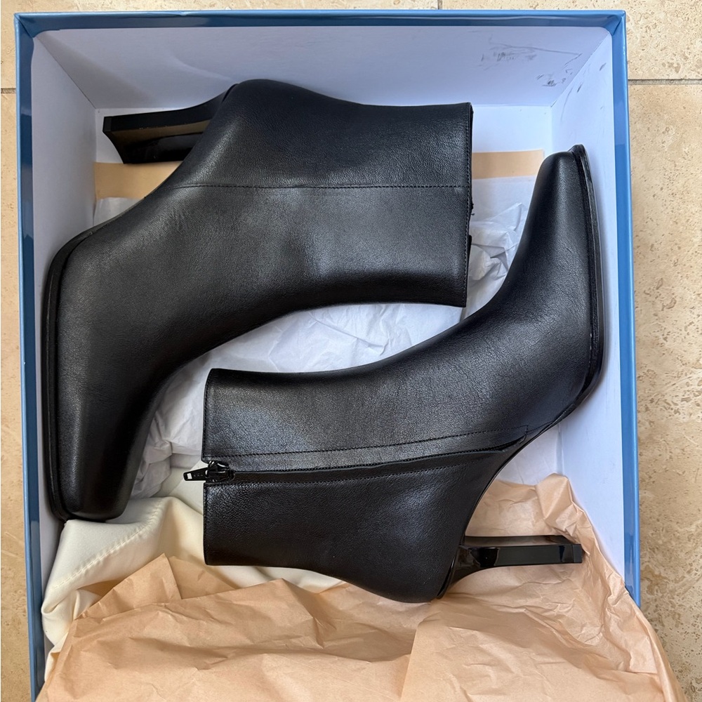 BRAND NEW STAUD Leather Black Heeled Boots